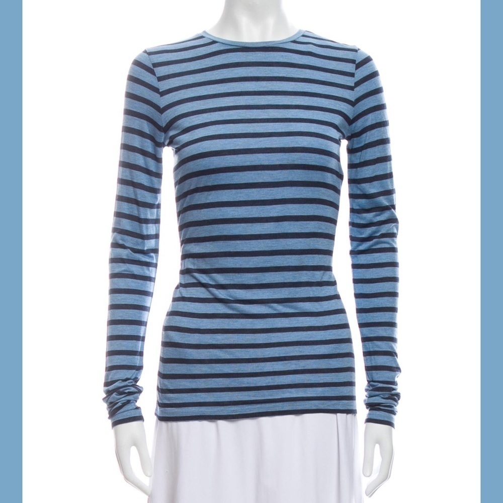 VINCE STRIPED VISCOSE LONG SLEEVE TOP SMALL NWOT